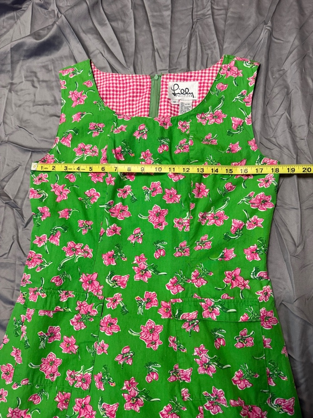 Lilly Pulitzer Green Dress with Pink Floral Print - Picture 6 of 10